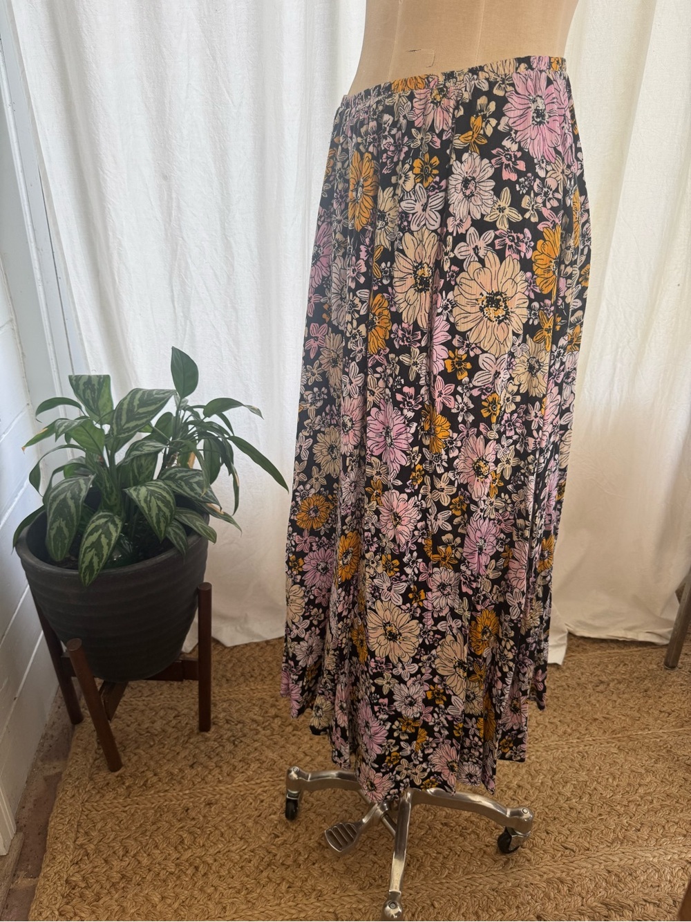 Steve Madden Black Boho Fall Maxi Skirt